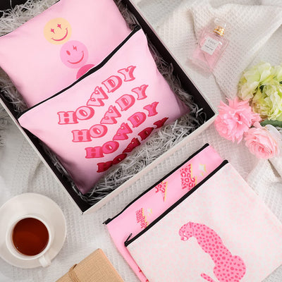 Pink Graphic Canvas Cosmetic Bag - Infinity Raine