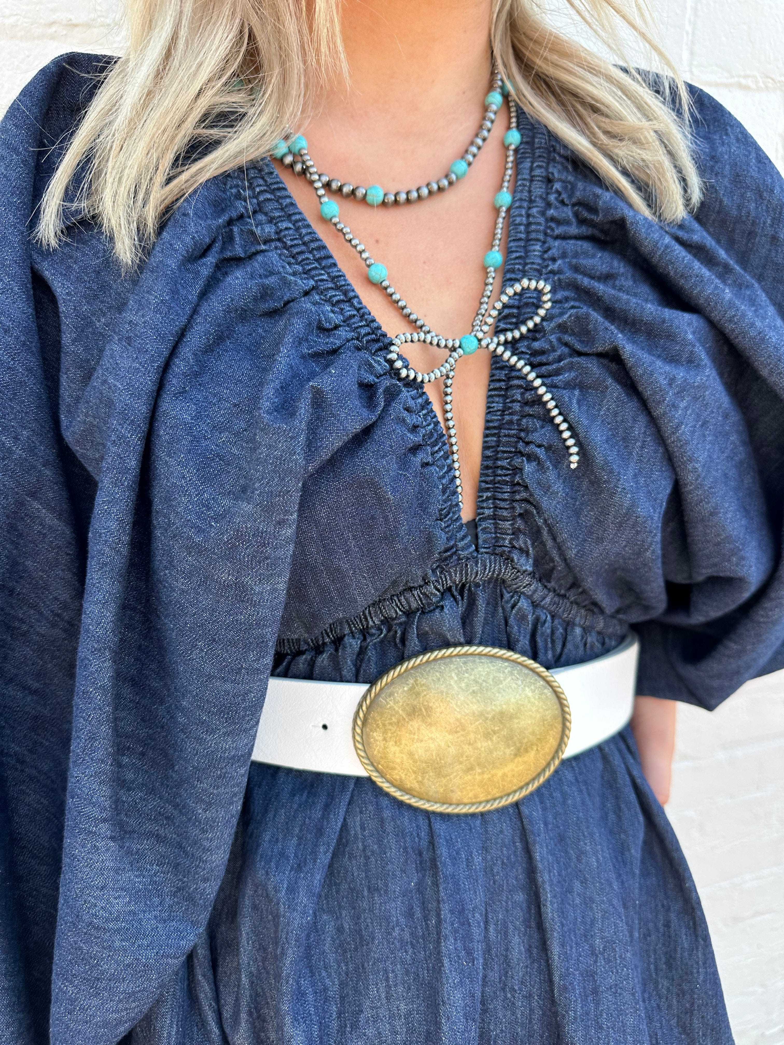 Navajo Pearl Bow Necklace With Turquoise - Infinity Raine