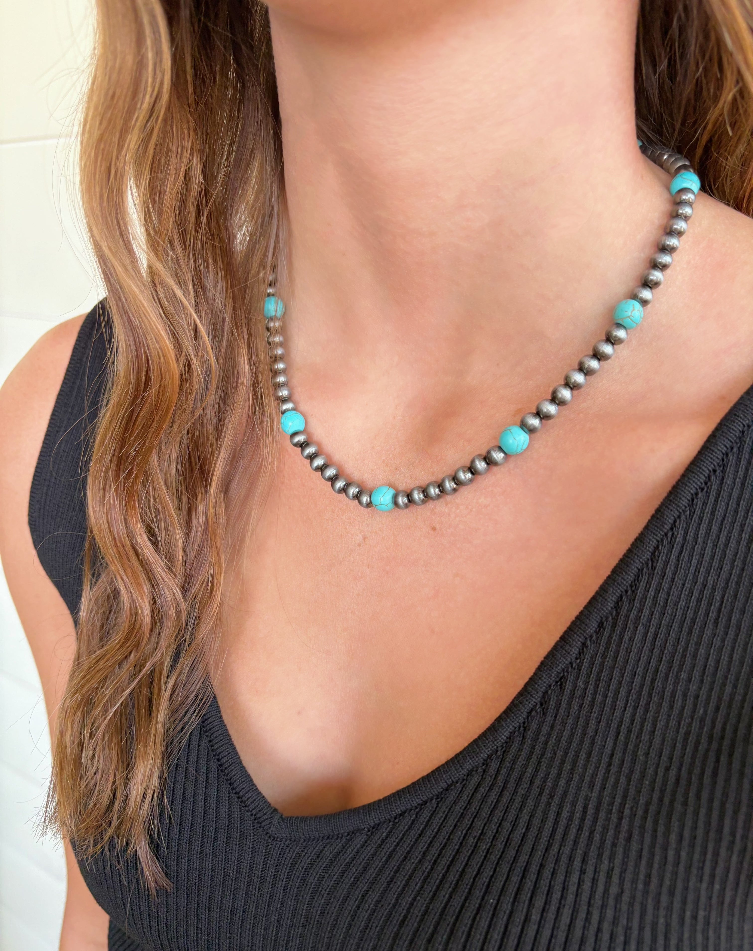 Navajo String Necklace With Turquoise - Infinity Raine