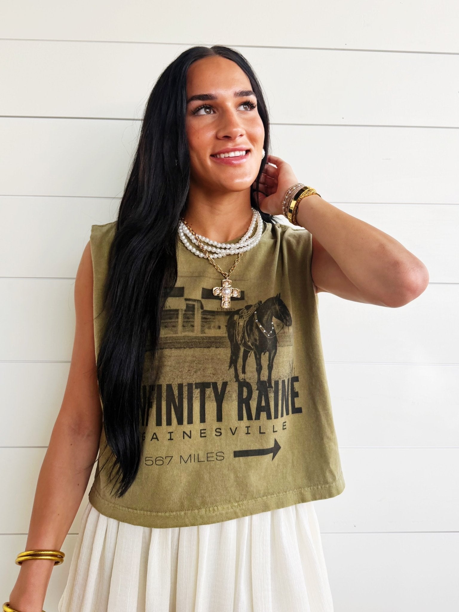 Infinity Raine Muscle Tank In Army Green - Infinity Raine