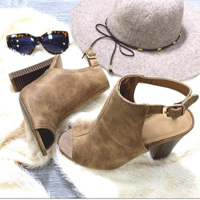Height Of Happiness Sling Back Bootie-Taupe - Infinity Raine