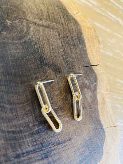 Linked Together Chain Earrings-Gold - Infinity Raine
