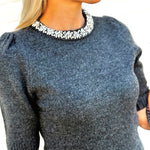 Infinity Raine Tops - Sweaters Charcoal Glam Jewel Sweater