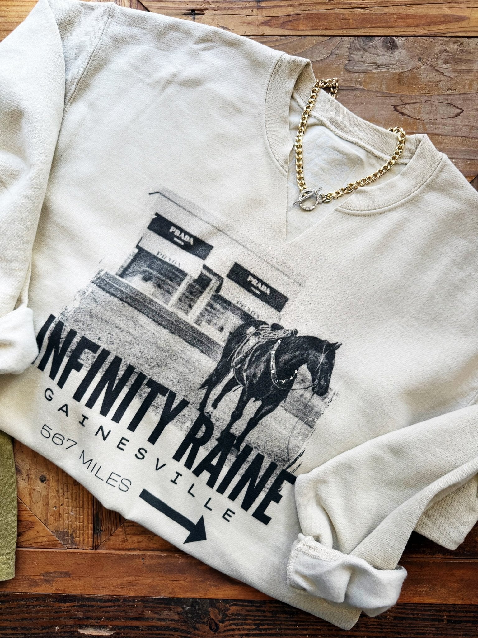 Infinity Raine V-Neck Cut Sweatshirt In Cream - Infinity Raine