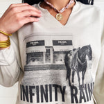 Infinity Raine V-Neck Cut Sweatshirt In Cream - Infinity Raine
