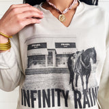 Infinity Raine V-Neck Cut Sweatshirt In Cream - Infinity Raine