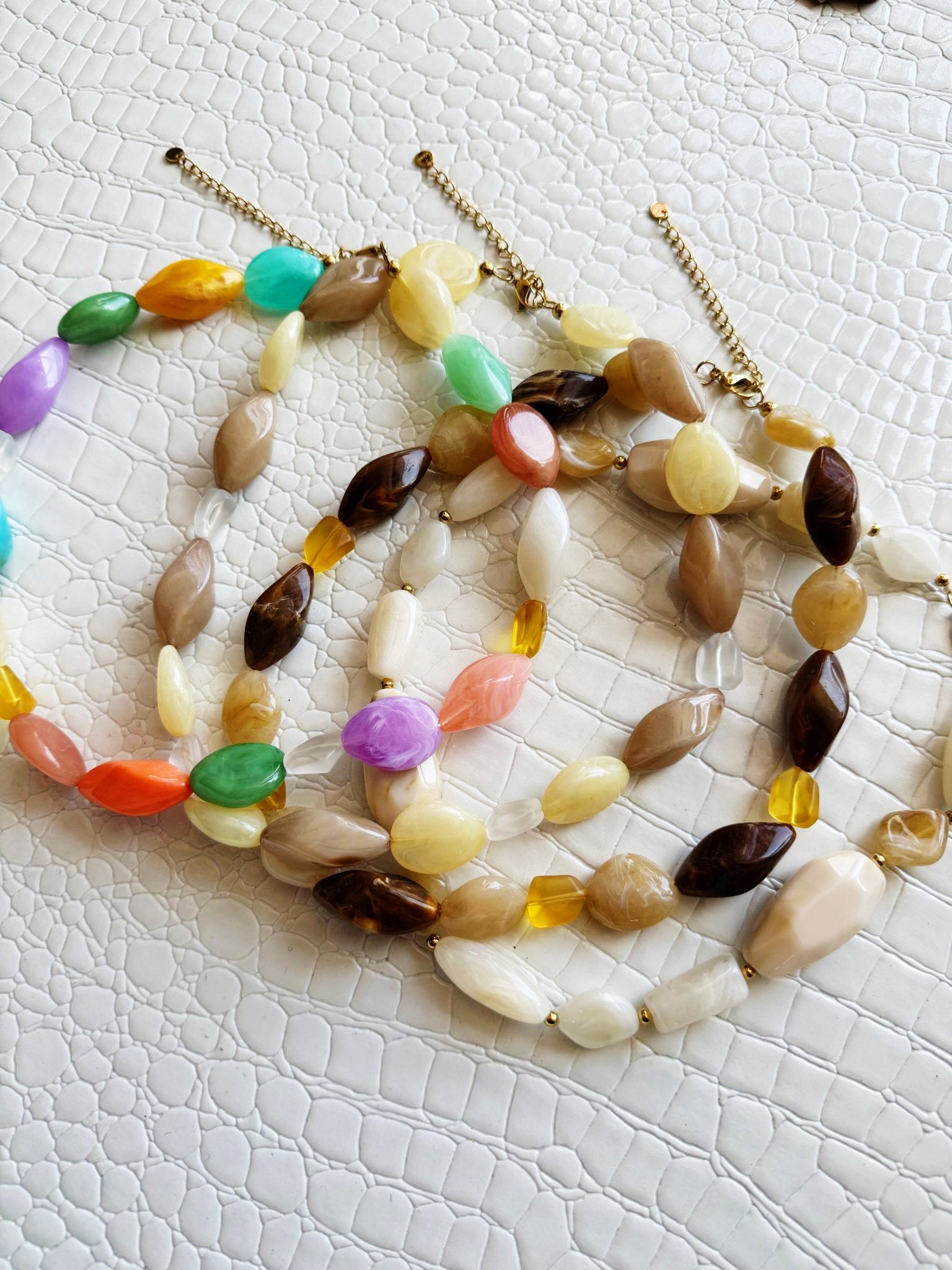 Irregular Chunky Marble Resin Beads Necklace - Infinity Raine