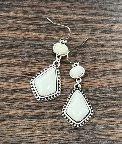 Navajo Drop Earrings-White - Infinity Raine