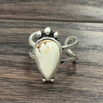 White Turquoise Tear Drop Ring In Silver - Infinity Raine
