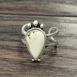 White Turquoise Tear Drop Ring In Silver - Infinity Raine