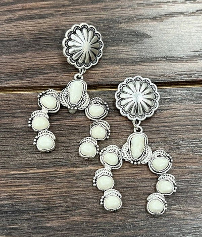 Western Style Earrings-White - Infinity Raine