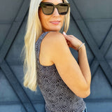 Jacquard Square Tank In Black - Infinity Raine
