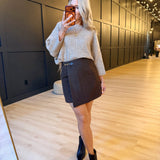 Jamey Wool Blend Mini Wrap Skirt In Espresso - Infinity Raine