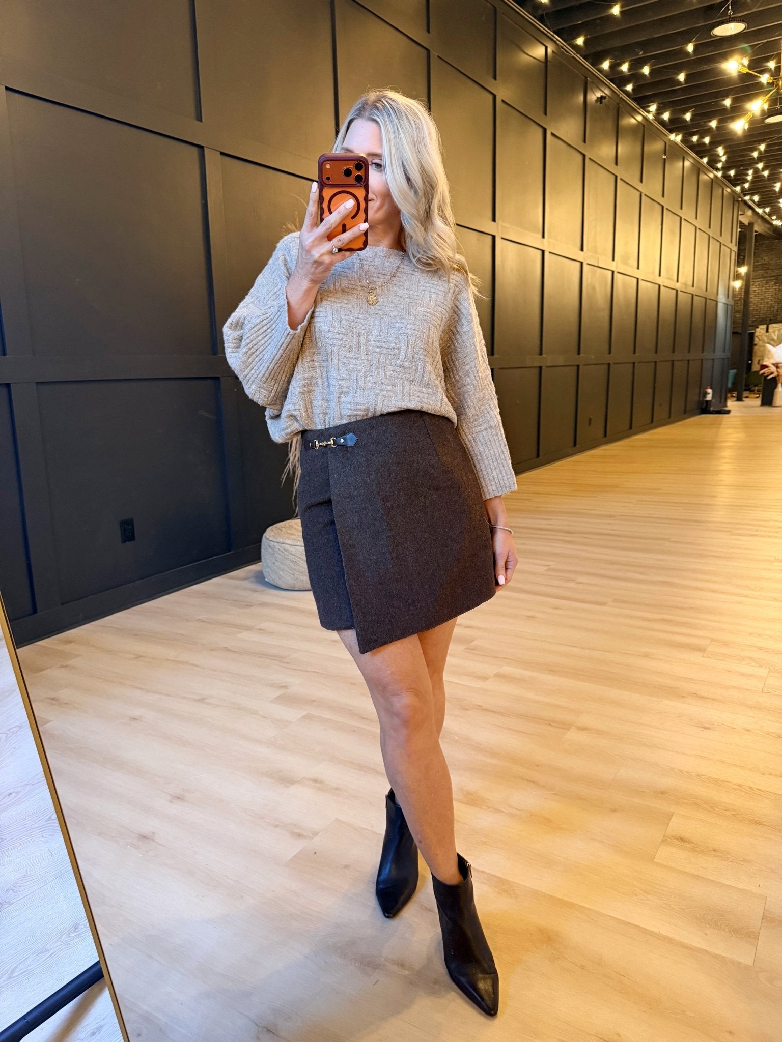 Jamey Wool Blend Mini Wrap Skirt In Espresso - Infinity Raine