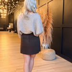 Jamey Wool Blend Mini Wrap Skirt In Espresso - Infinity Raine