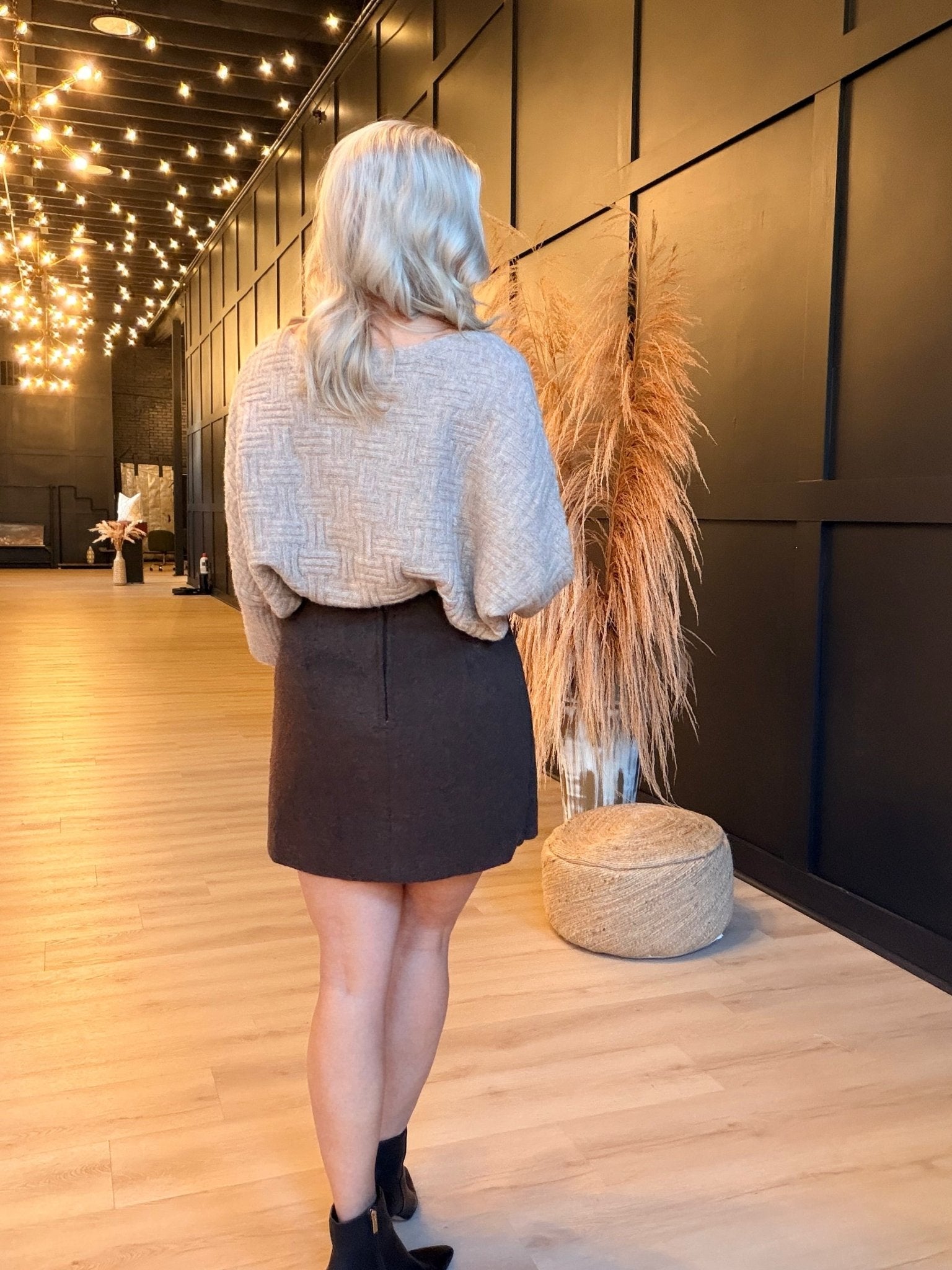 Jamey Wool Blend Mini Wrap Skirt In Espresso - Infinity Raine