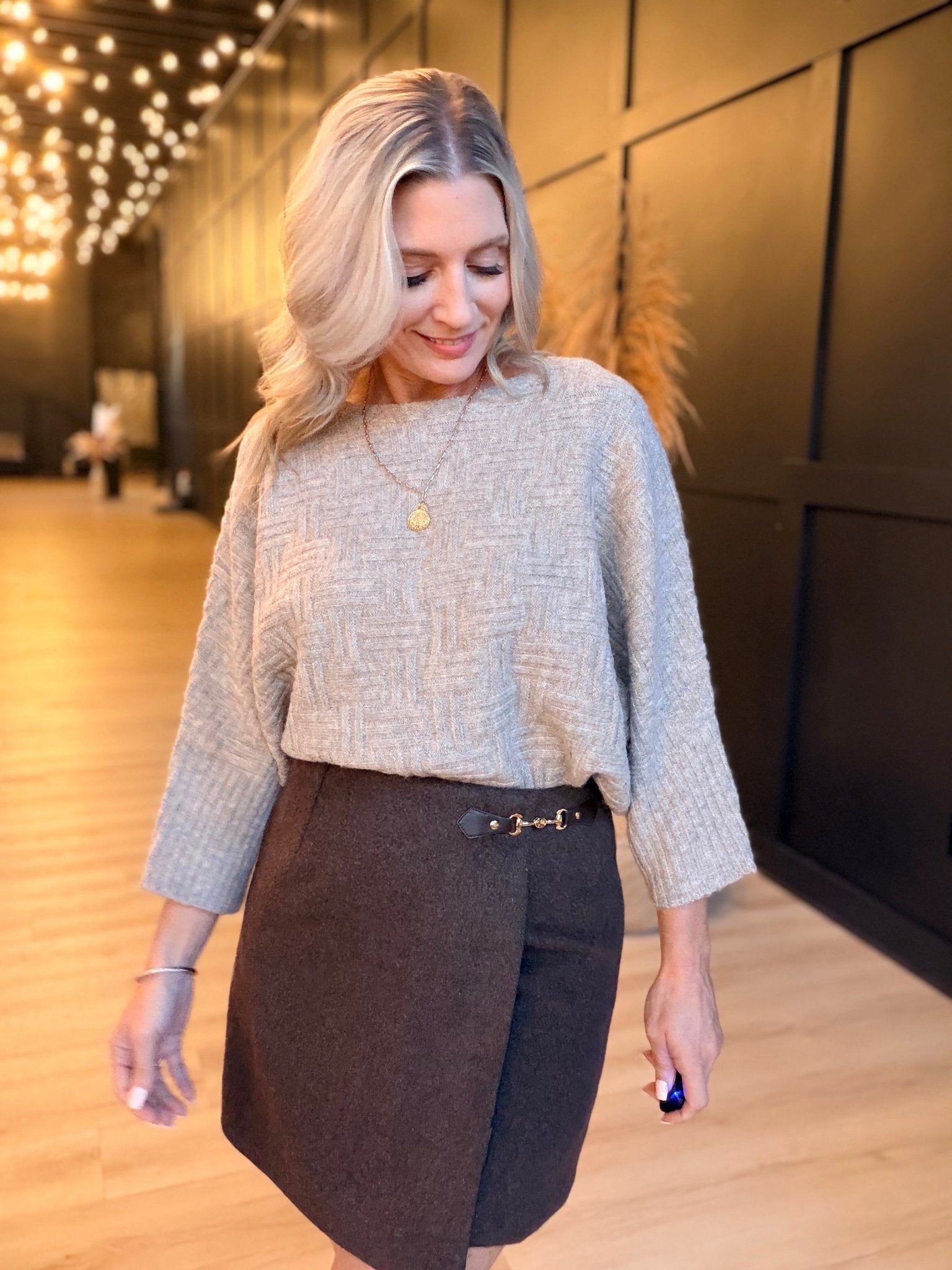 Jamey Wool Blend Mini Wrap Skirt In Espresso - Infinity Raine