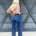 High Rise Flare Jeans In Dark - Infinity Raine