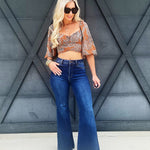 High Rise Flare Jeans In Dark - Infinity Raine