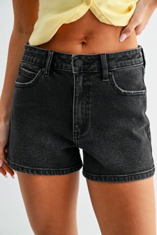 JBD Classic Hem Shorts In Washed Black - Infinity Raine