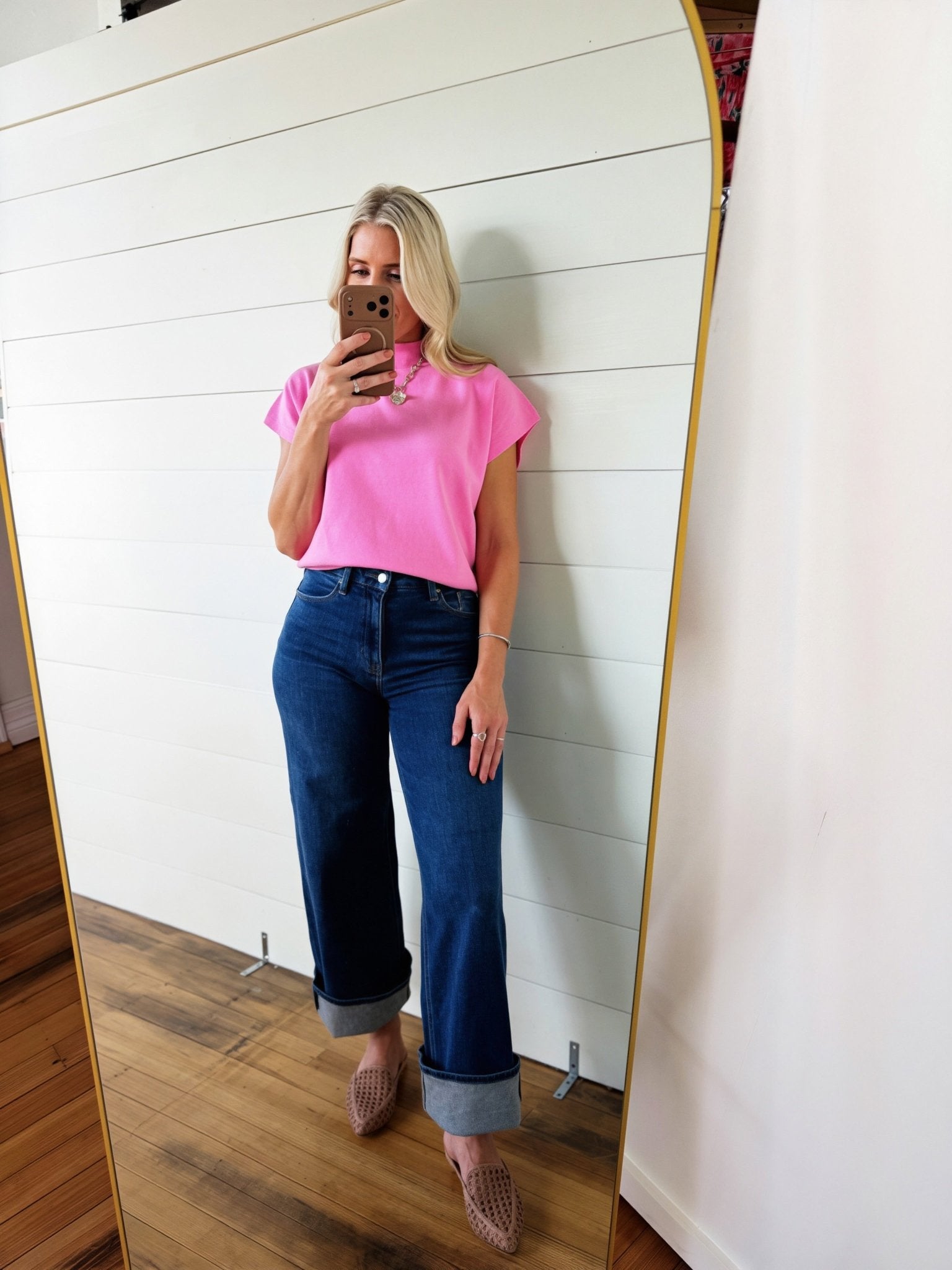 JBD High Rise Palazzo Jean In Dark Denim - Infinity Raine