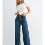 JBD High Rise Palazzo Jean In Dark Denim - Infinity Raine