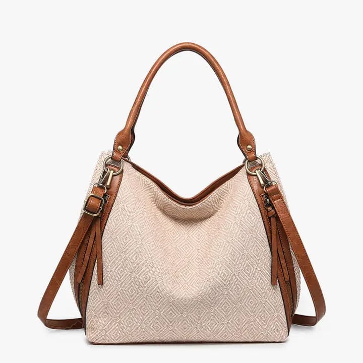 Connar Dimond Print Tote In Taupe - Infinity Raine