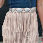 Engraved Concho Belt-Antique Silver - Infinity Raine