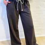 JOA Bottoms - Pants Fold Over Wide Leg Sweats In Charcoal
