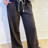 JOA Bottoms - Pants Fold Over Wide Leg Sweats In Charcoal