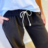 JOA Bottoms - Pants Fold Over Wide Leg Sweats In Charcoal