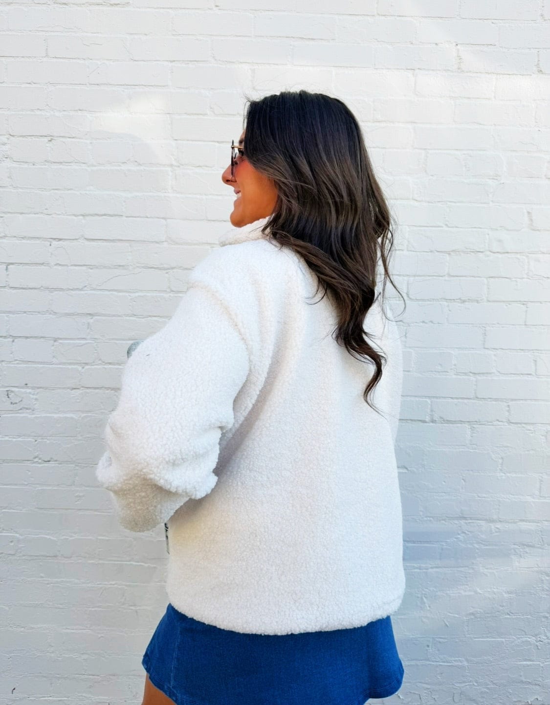 JOA Outerwear - Jackets & Coats Denim Sherpa Mixed Media Zip-Up Jacket