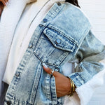 JOA Outerwear - Jackets & Coats Denim Sherpa Mixed Media Zip-Up Jacket