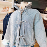 JOA Outerwear - Jackets & Coats Washed Denim Quilted Front Tie Puffer Jacket