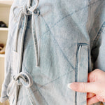 JOA Outerwear - Jackets & Coats Washed Denim Quilted Front Tie Puffer Jacket