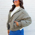 JOA Outerwear - Jackets & Coats Washed Quilted Jacket In Olive