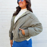JOA Outerwear - Jackets & Coats Washed Quilted Jacket In Olive