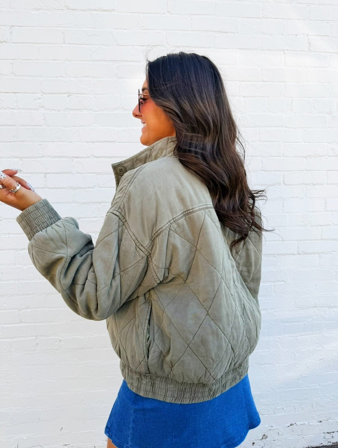 JOA Outerwear - Jackets & Coats Washed Quilted Jacket In Olive