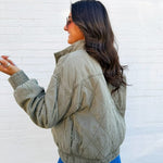 JOA Outerwear - Jackets & Coats Washed Quilted Jacket In Olive