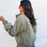 JOA Outerwear - Jackets & Coats Washed Quilted Jacket In Olive