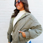JOA Outerwear - Jackets & Coats Washed Quilted Jacket In Olive