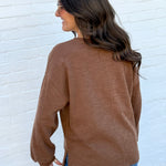 JOA Tops - Sweaters Round Neck Marled Knit Top In Browna