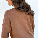JOA Tops - Sweaters Round Neck Marled Knit Top In Browna