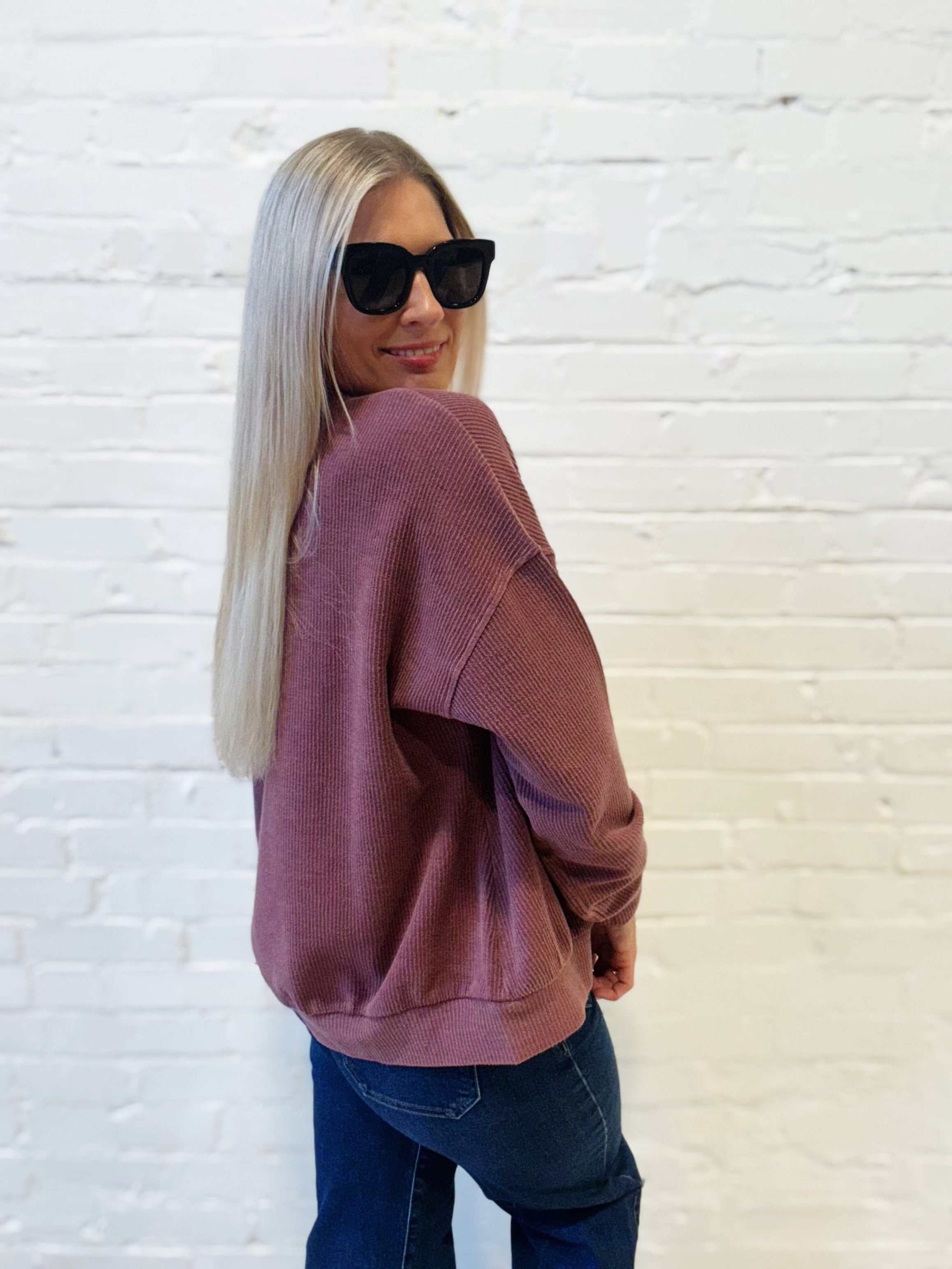 Texas Corded Pullover In Burgundy - Infinity Raine