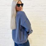 Texas Corded Pullover In Indigo Blue - Infinity Raine