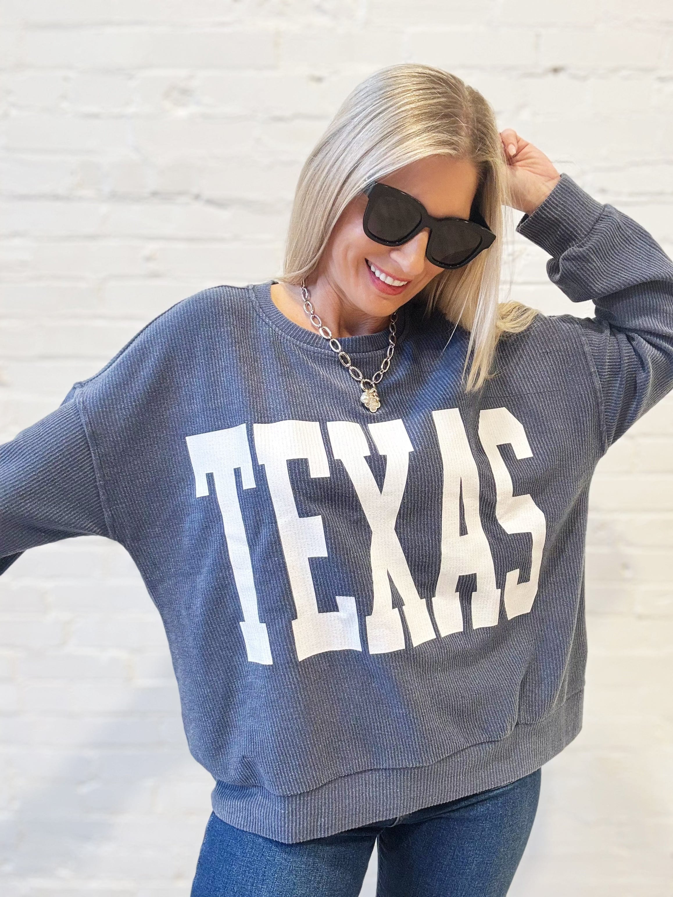 Texas Corded Pullover In Indigo Blue - Infinity Raine