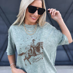 Rodeo Graphic Tee In Olive - Infinity Raine