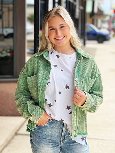 Not Your Average Girl Corduroy Jacket-Green - Infinity Raine