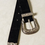 Classic Western Designed Buckle Belt In Black - Infinity Raine