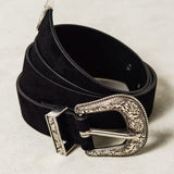 Classic Western Designed Buckle Belt In Black - Infinity Raine